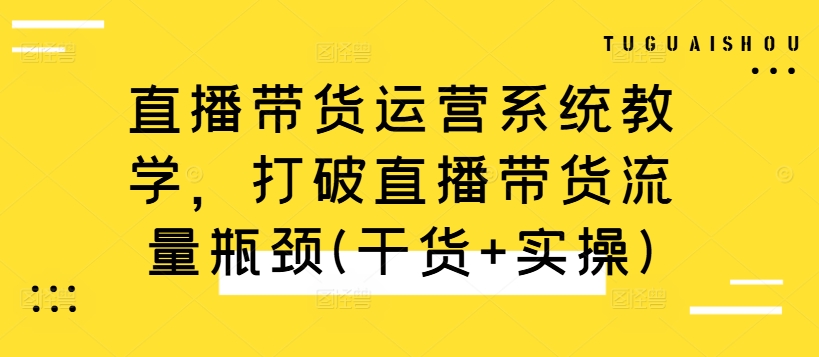 直播带货运营系统教学，打破直播带货流量瓶颈(干货+实操)-天娱网创