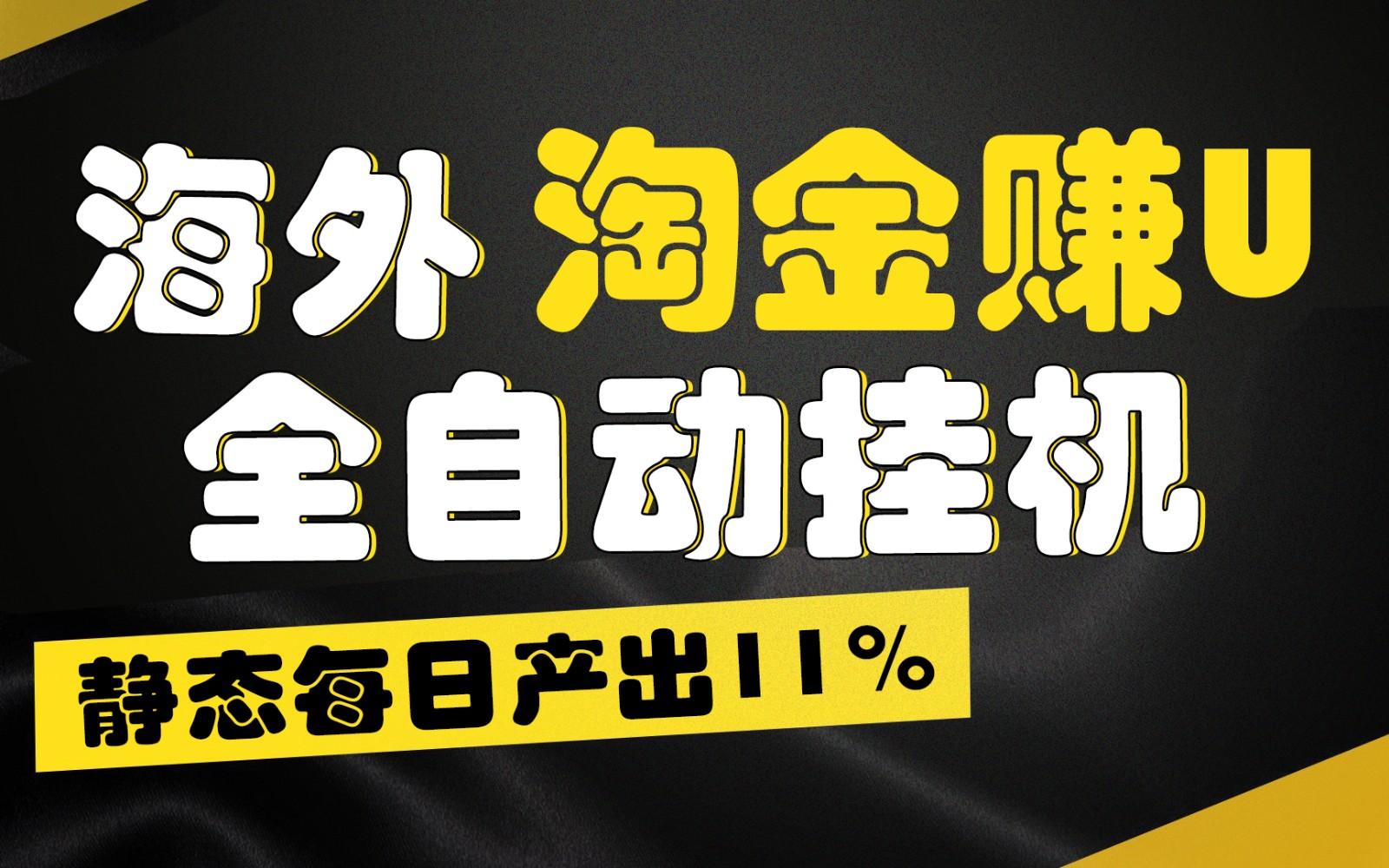海外淘金赚U，全自动挂机，静态每日产出11%，拉新收益无上限，轻松日入1万+-天娱网创
