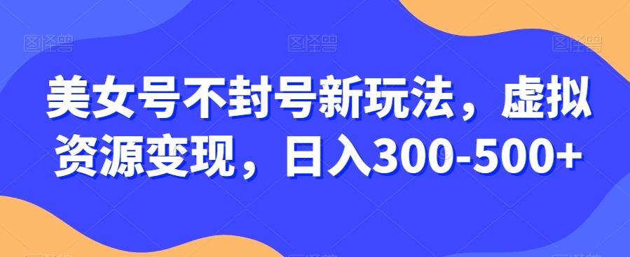 美女号不封号新玩法，虚拟资源变现，日入300-500+-天娱网创