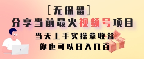 无保留分享当前最火视频号项目,当天上手实操拿收益,你也可以日入几百-天娱网创