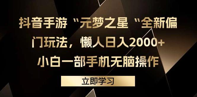 (9456期)抖音手游“元梦之星“全新偏门玩法，懒人日入2000+，小白一部手机无脑操作-天娱网创