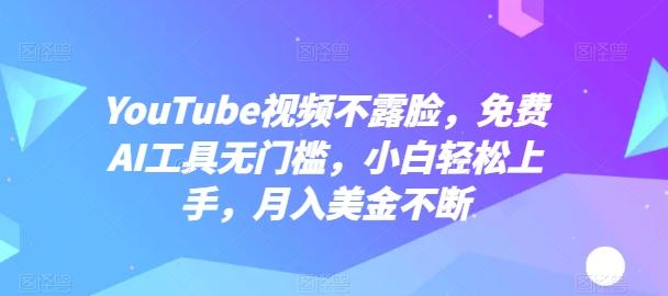 YouTube视频不露脸，免费AI工具无门槛，小白轻松上手，月入美金不断【揭秘】-天娱网创