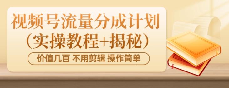 价值几百上千不用剪辑简单操作视频号流量分成计划（实操教程+揭秘）-天娱网创