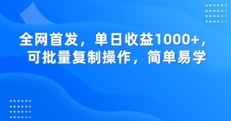 全网首发，单日收益1000+，可批量复制操作，简单易学【揭秘】-天娱网创
