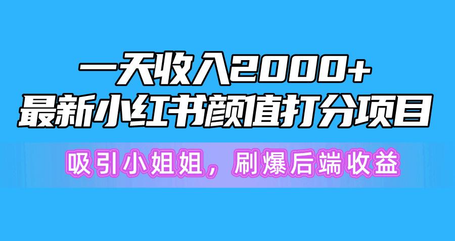 一天收入2000+，最新小红书颜值打分项目，吸引小姐姐，刷爆后端收益-天娱网创
