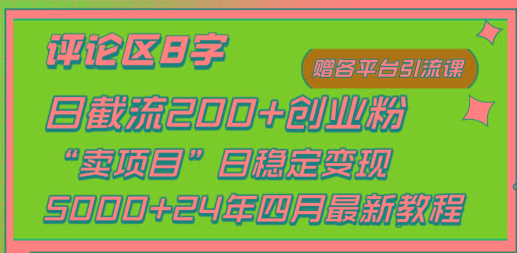 (9851期)评论区8字日载流200+创业粉  日稳定变现5000+24年四月最新教程！-天娱网创