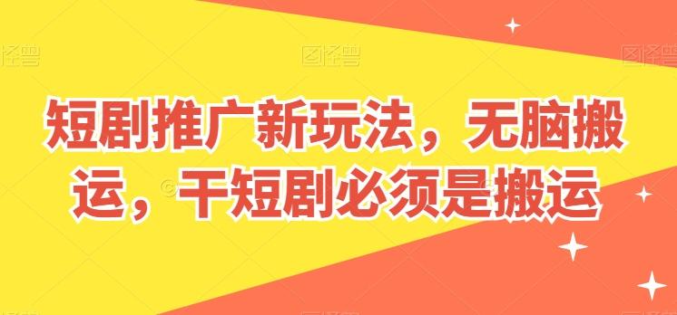 短剧推广新玩法，无脑搬运，干短剧必须是搬运【揭秘】-天娱网创