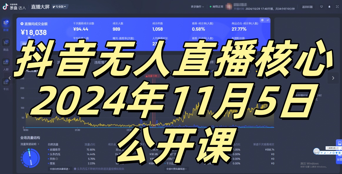 抖音无人直播核心公开课，咸鱼翻身小白可做带有睡后收入月入过万太简单【揭秘】-天娱网创