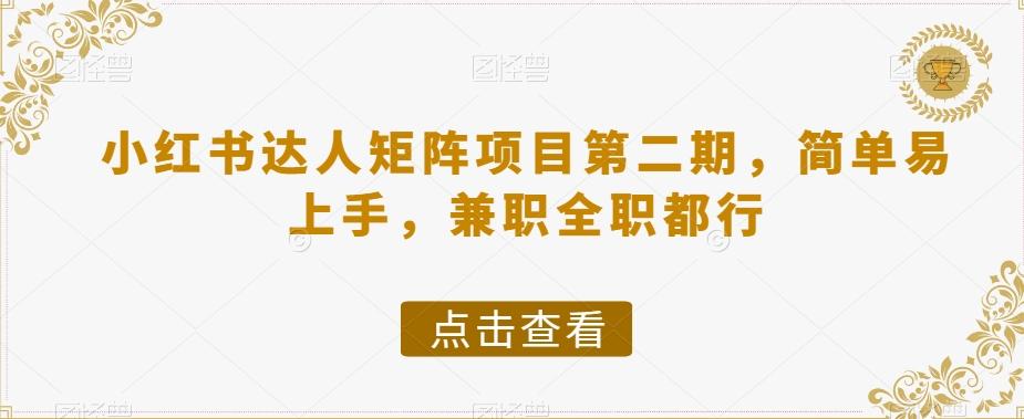 小红书达人矩阵项目第二期，简单易上手，兼职全职都行-天娱网创