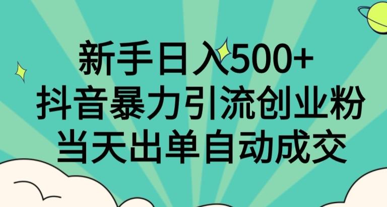 新手日入500+，抖音暴力引流创业粉，当天出单自动成交-天娱网创