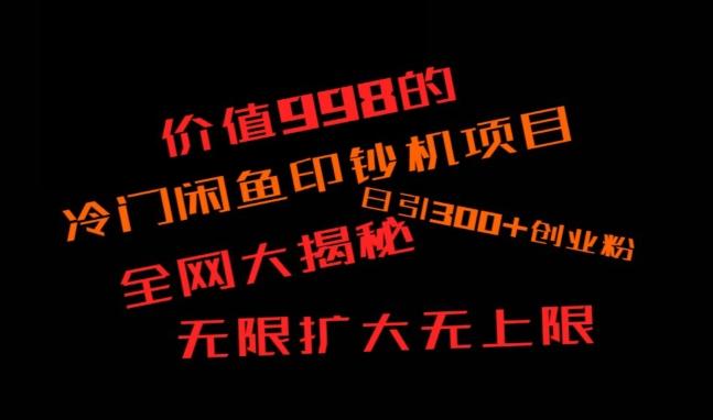 闲鱼流量印钞机项目大揭秘，日引300+创业粉，保姆级实操教程-天娱网创
