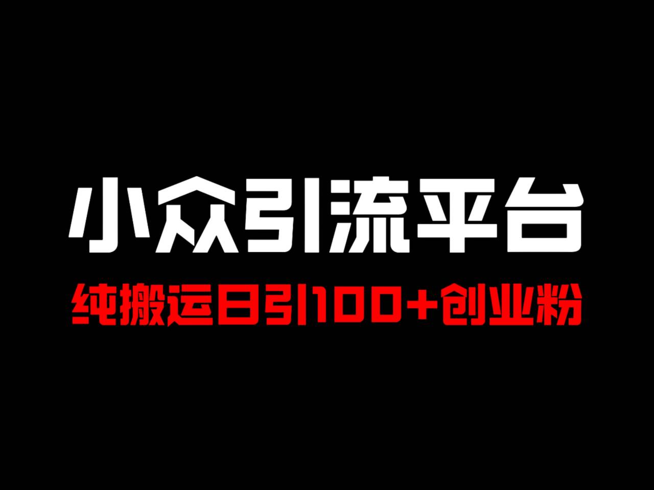 冷门引流平台，纯搬运日引100+高质量年轻创业粉！-天娱网创