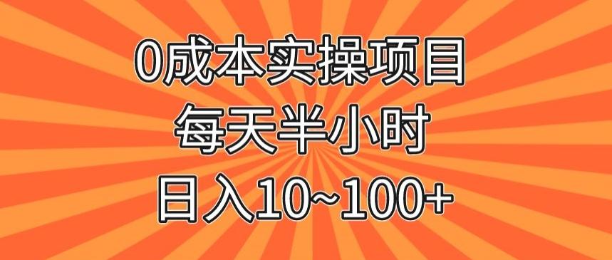0成本实操项目，每天半小时，日入10~100+-天娱网创