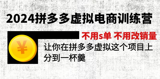 2024拼多多虚拟电商训练营 不s单 不改销量  做虚拟项目分一杯羹(更新10节-天娱网创