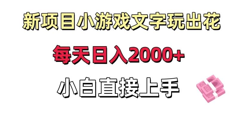 新项目小游戏文字玩出花日入2000+，每天只需一小时，小白直接上手【揭秘】-天娱网创