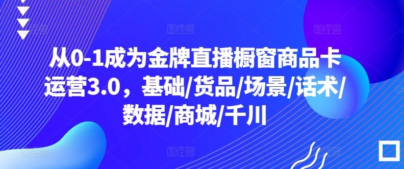 从0-1成为金牌直播橱窗商品卡运营3.0，基础/货品/场景/话术/数据/商城/千川-天娱网创