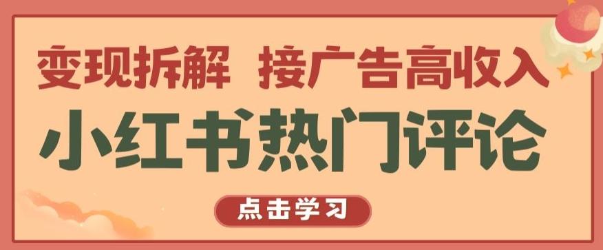 小红书热门评论，变现拆解，接广告高收入【揭秘 】-天娱网创
