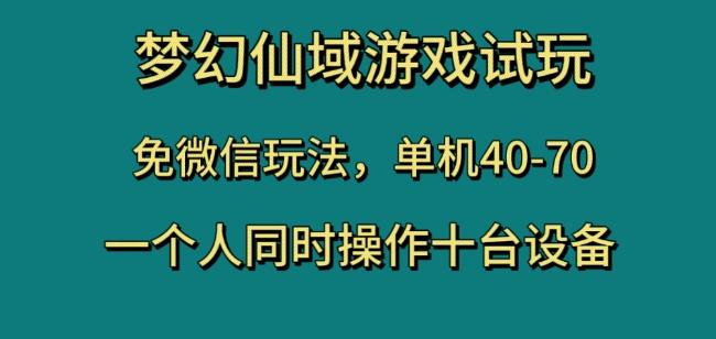 梦幻仙域游戏试玩，免微信玩法，单机40-70，一个人同时操作十台设备【揭秘】-天娱网创