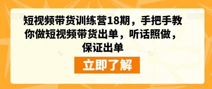 短视频带货训练营18期，手把手教你做短视频带货出单，听话照做，保证出单-天娱网创