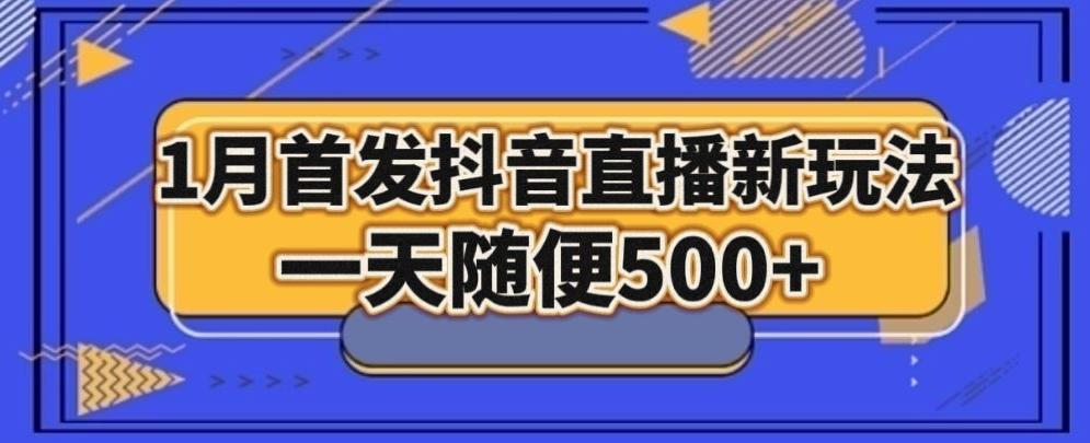 1月手法，抖音直播最新玩法，一天随便500+-天娱网创