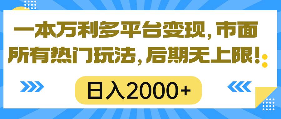 一本万利多平台变现，市面所有热门玩法，日入2000+，后期无上限！-天娱网创