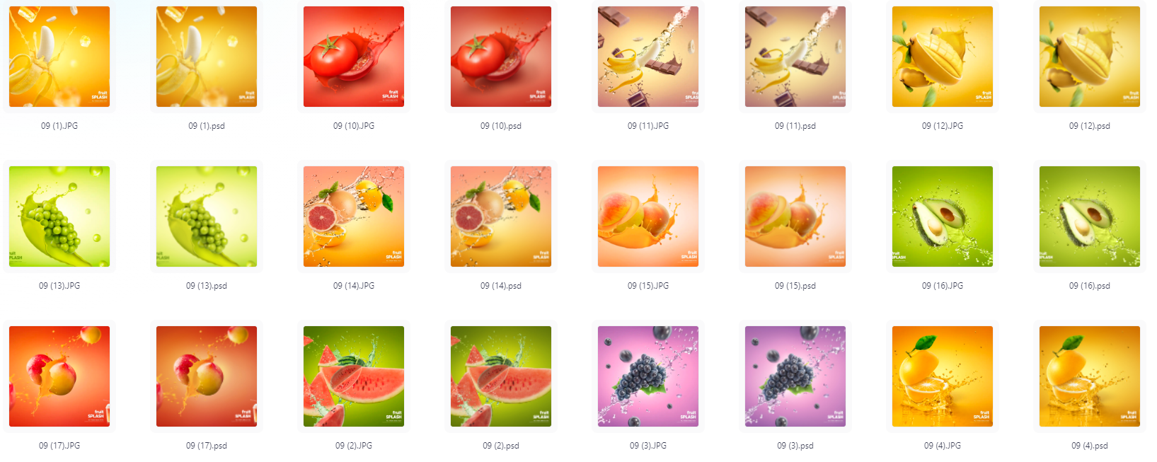 餐饮水果PS模版设计素材17款-天娱网创