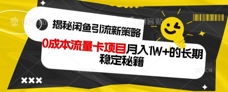 揭秘闲鱼引流新策略：0成本流量卡项目，月入1W+的长期稳定秘籍-天娱网创