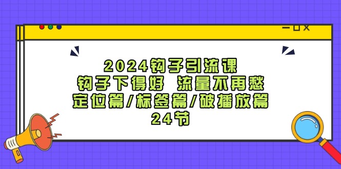 2024钩子引流课：钩子下得好流量不再愁，定位篇/标签篇/破播放篇/24节-天娱网创