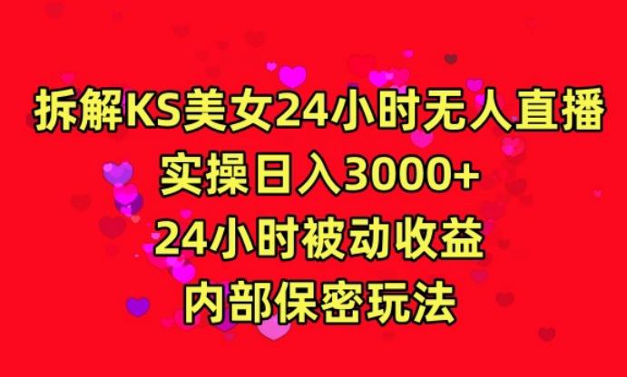 利用快手24小时无人美女直播，实操日入3000，24小时被动收益，内部保密玩法【揭秘】-天娱网创