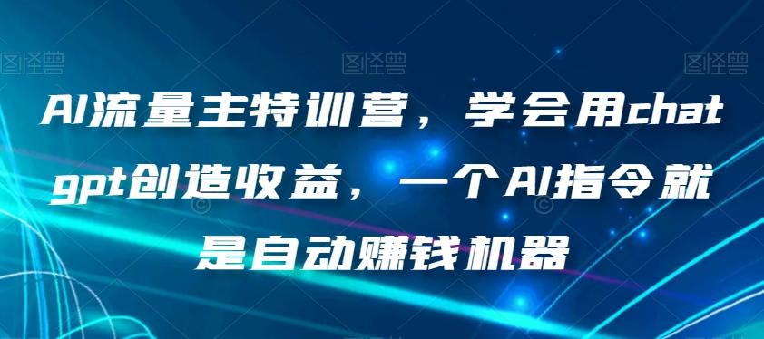 AI流量主特训营，学会用chatgpt创造收益，一个AI指令就是自动赚钱机器-天娱网创