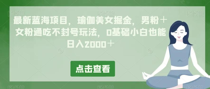 最新蓝海项目，瑜伽美女掘金，男粉＋女粉通吃不封号玩法，0基础小白也能日入2000＋-天娱网创