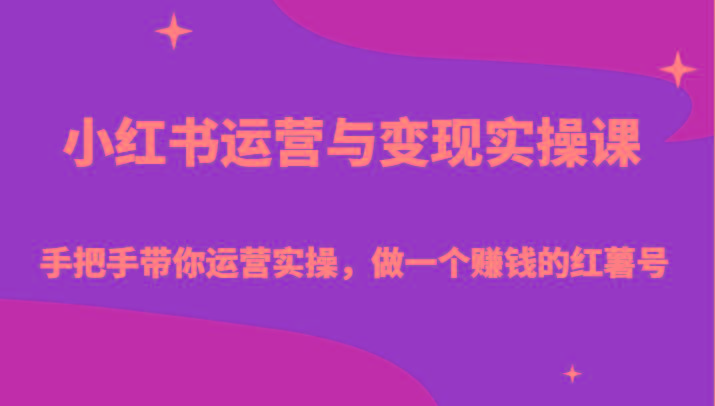 小红书运营与变现实操课-手把手带你运营实操，做一个赚钱的红薯号-天娱网创