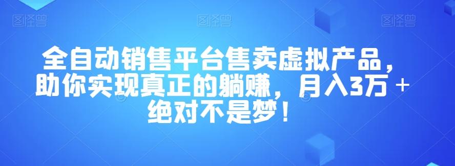 全自动销售平台售卖虚拟产品，助你实现真正的躺赚，月入3万＋绝对不是梦！【揭秘】-天娱网创