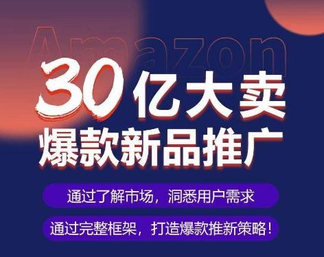 亚马逊·30亿大卖爆款新品推广，可复制、全程案例实操的爆款推新SOP-天娱网创