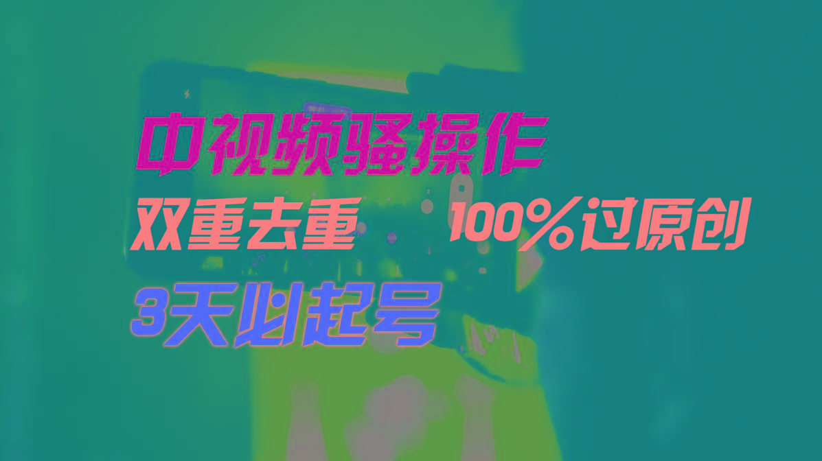 中视频骚操作，双重去重100%过原创，3天比必起号，简单无脑，月入3W+-天娱网创