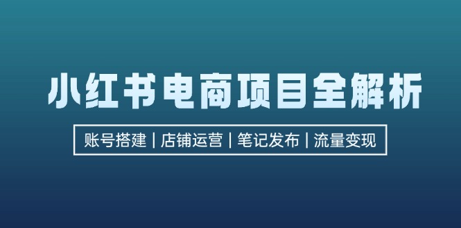 小红书电商项目全解析，包括账号搭建、店铺运营、笔记发布  实现流量变现-天娱网创