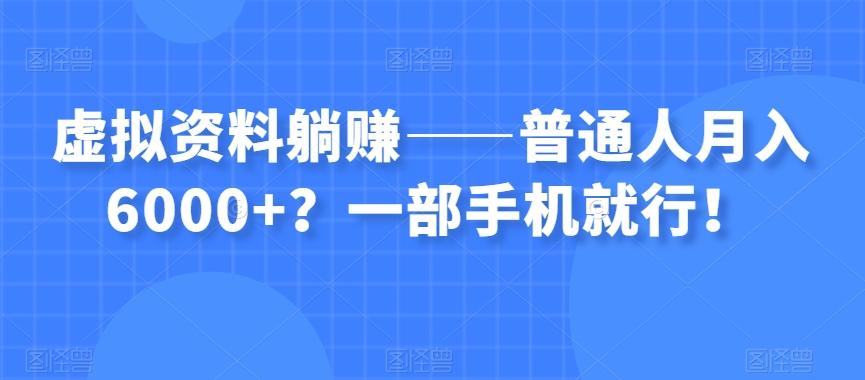虚拟资料躺赚——普通人月入6000+？一部手机就行！-天娱网创