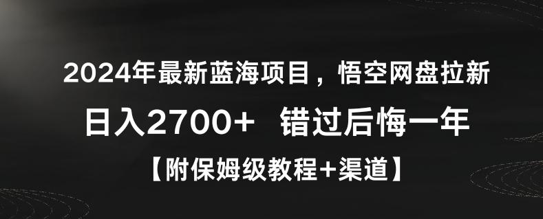 2024年最新蓝海项目，悟空网盘拉新，日入2700+错过后悔一年【附保姆级教程+渠道】【揭秘】-天娱网创