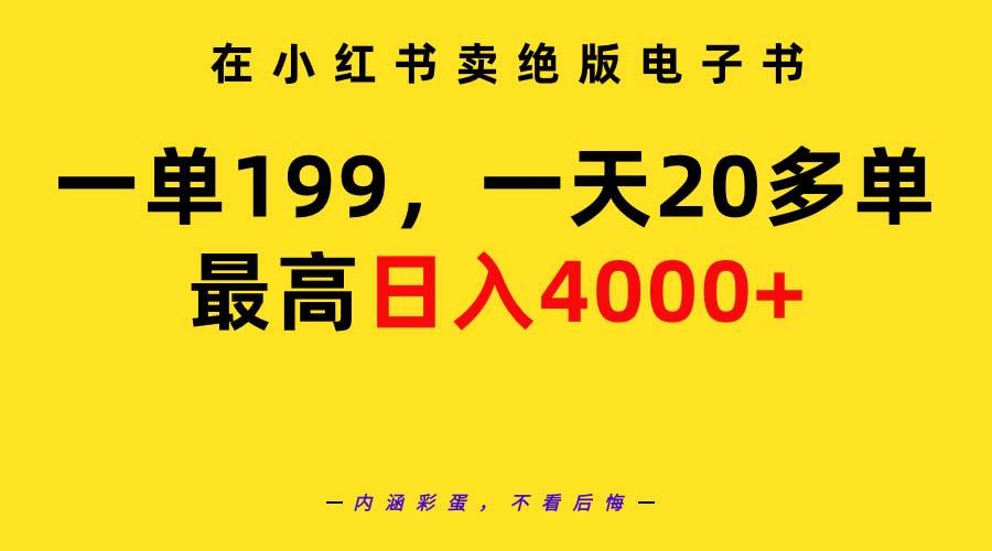 (9401期)在小红书卖绝版电子书，一单199 一天最多搞20多单，最高日入4000+教程+资料-天娱网创