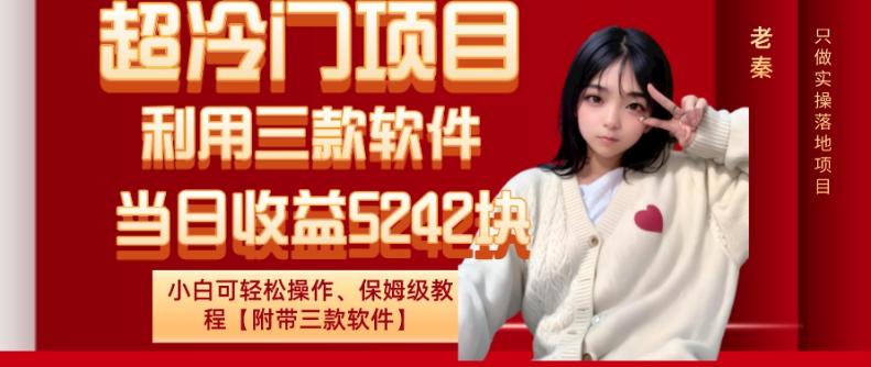 超冷门项目、利用三款软件、当日收益5242块、小白可轻松操作、保姆级教程【附带三款软件】-天娱网创