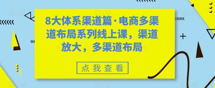 8大体系渠道篇·电商多渠道布局系列线上课，渠道放大，多渠道布局-天娱网创