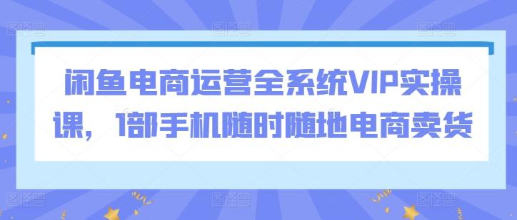 闲鱼电商运营全系统VIP实操课,1部手机随时随地电商卖货