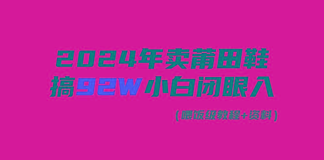 (9329期)2024年卖莆田鞋，搞了92W，小白闭眼操作！-天娱网创