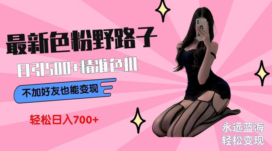 最新色粉变现野路子，日引500+老色批 可不加好友直接变现 小白轻松日入700+-天娱网创