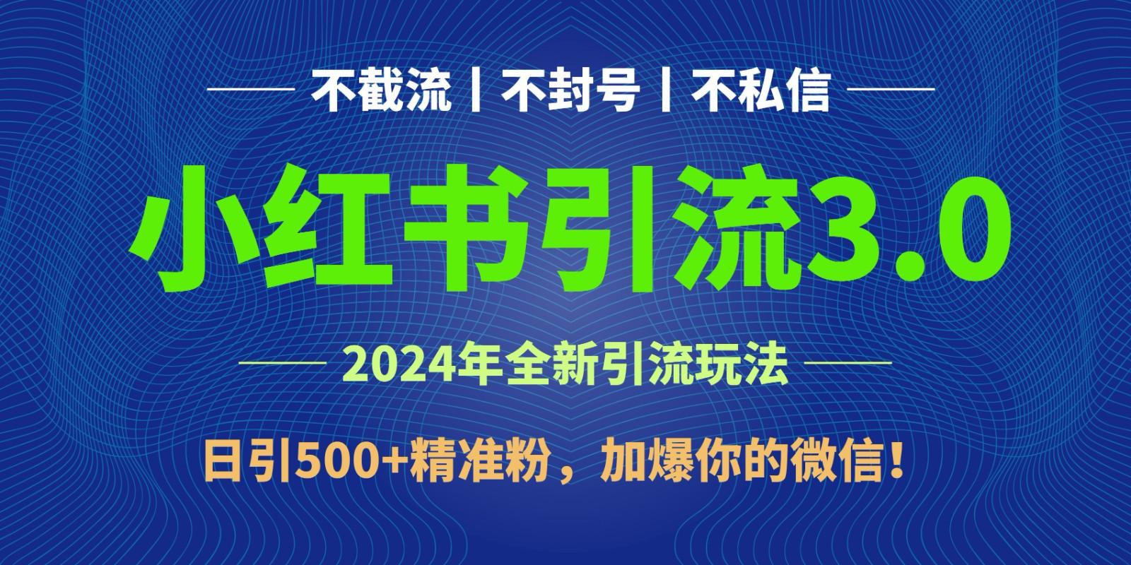 2024年4月最新小红书引流3.0玩法，日引500+精准粉，加爆你的微信！-天娱网创