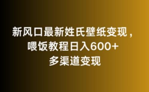 新风口最新姓氏壁纸变现，喂饭教程日入600+【揭秘】-天娱网创