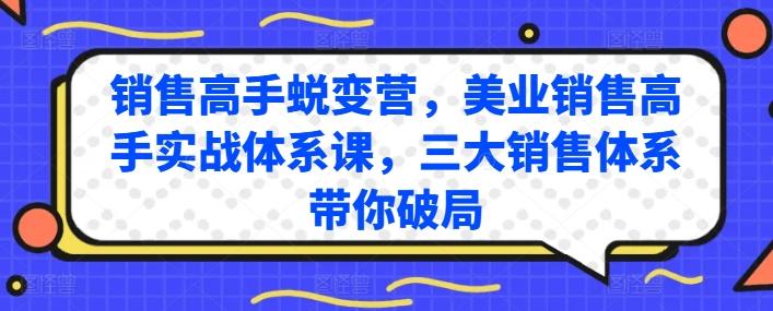 销售高手蜕变营，美业销售高手实战体系课，三大销售体系带你破局-天娱网创