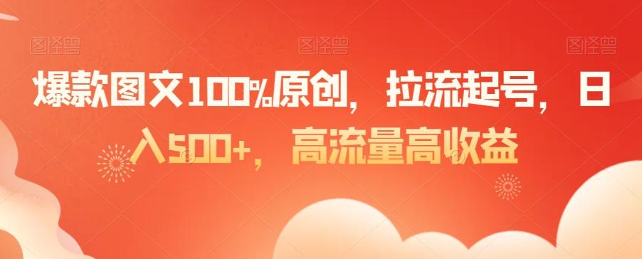 爆款图文100%原创，拉流起号，日入500+，高流量高收益【揭秘】-天娱网创