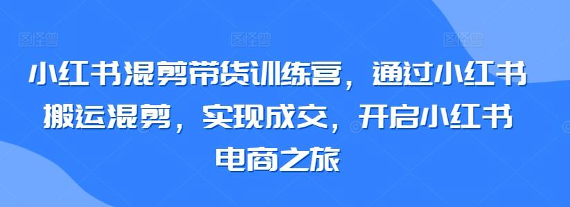 小红书混剪带货训练营，通过小红书搬运混剪，实现成交，开启小红书电商之旅-天娱网创