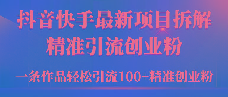 (9447期)2024年抖音快手最新项目拆解视频引流创业粉，一天轻松引流精准创业粉100+-天娱网创